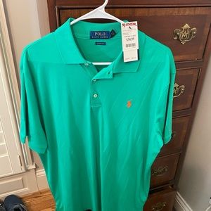 Polo NWT green polo shirt size large- performance fabric so easy wash and care!
